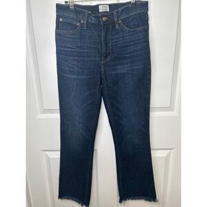 J.Crew Billie Demi Boot Crop Jeans Women 27 Blue Raw Hem Stretch Denim High Rise